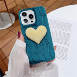 Korea 3D Cartoon Love Heart Plush Phone Case For iPhone 12 14 Pro MAX 11 13 XS X XR SE20 8 7Plus Winter Warm Fluffy Cover Fundas