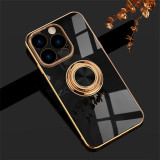 Purple Plating Ring Holder Phone Case For iPhone 14 12 11 13 Pro Max XS XR X 14 Pro Max Shockproof Silicone Magnetic Stand Cover