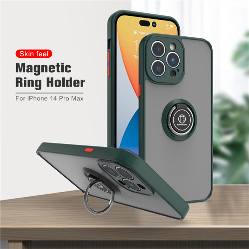 Matte Hard PC Magnet Holder Ring Shockproof Coque For Apple iPhone 14 Pro Case Soft Edge Protect Cover aifone 14Pro Max 14 Plus