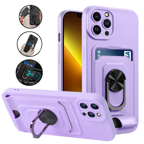 Lens Protection Card Slot Phone Case For iPhone 14 13 12 11 Pro Max X XR XS Max 14Pro Magnetic Ring Silicone Shockproof Cover