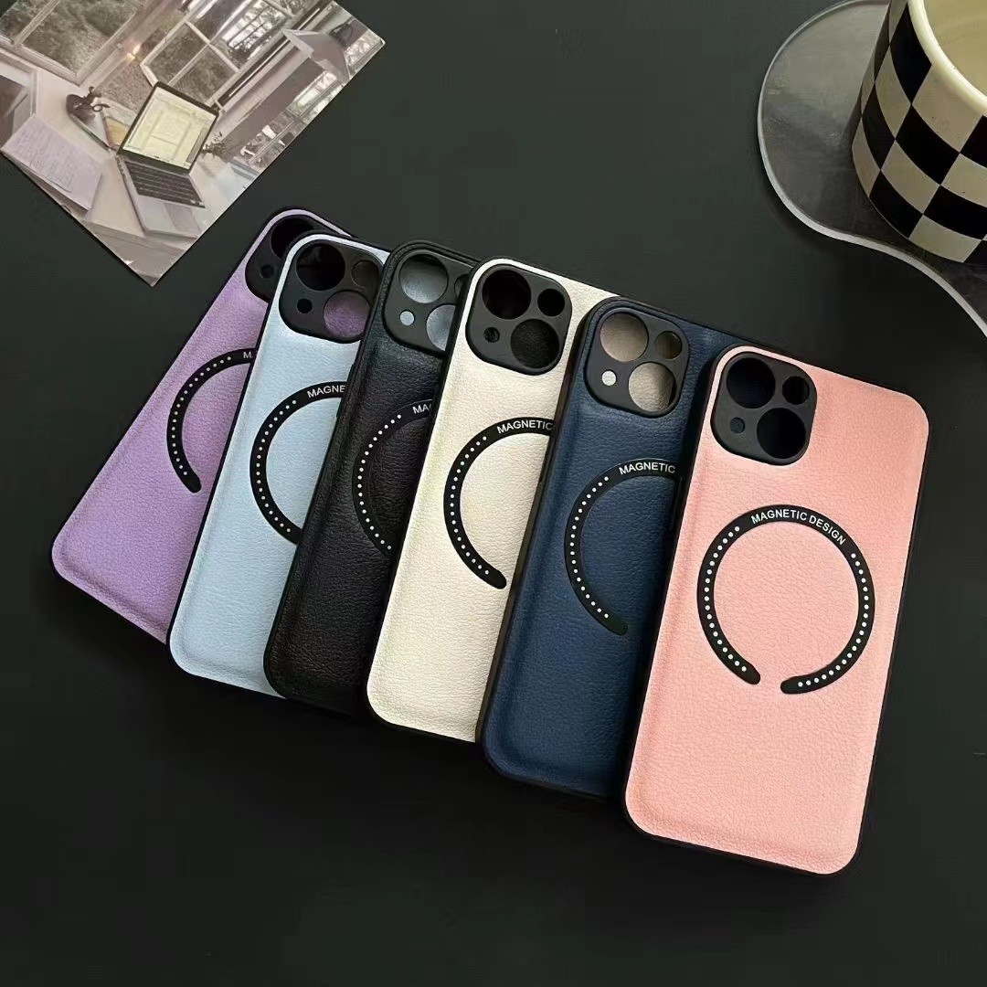 Luxury Leather For Magsafe Magnetic Wireless Charging Case For iPhone ...