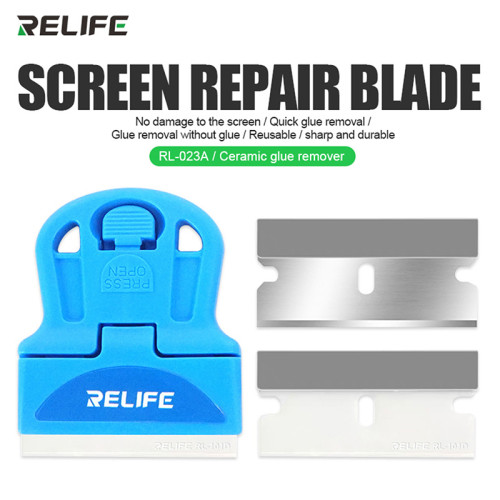 RELIFE RL-023A Metal Ceramic Blade Set Glue Remover Knife for Mobile Phone LCD Screen OCA Dry Glue Frame Adhesive Removing Tools