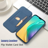 Leather Original Liquid Silicone Flip Wallet Card Case For iPhone 14 11 12 13 Pro Max Mini XS X XR 8 7 Plus SE Soft Cover