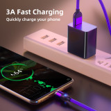 USB C Magnetic 3A Fast Charging Cable Data Transmission Micro USB Type C Cable Mobile Phone Cord For iPhone xiaomi Charging Wire