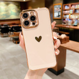 Luxury Love Heart Camera Protection Plating Phone Case For iphone 14 13 Pro Max Silicone Soft TPU Shockproof Back Cover