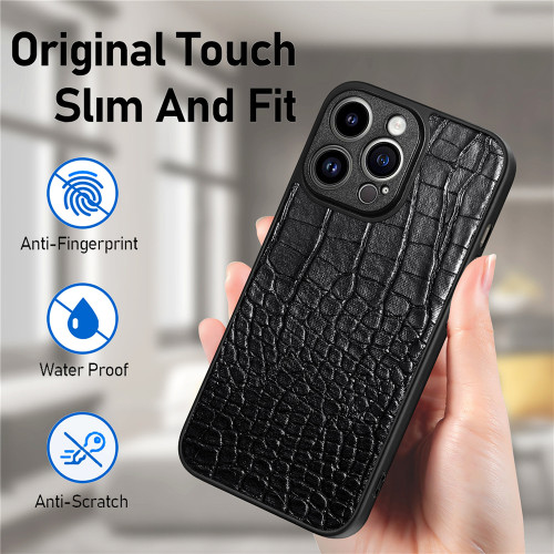 Crocodile Leather Ultra-thin Back Cover For iPhone 14 Pro Max Plus Case Camera Protection Shockproof Phone Cases