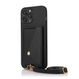 Card Holder Wallet Phone Case for IPhone 14 13 12 11 Pro Max Lanyard Chain Strap Cord Crossbody Bag Cover