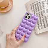 3D Love Heart Candy Color Phone Case for iPhone 14 13 12 11 Pro Max XS Max XR XS Soft Solid Silicone Back Cover