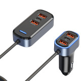 USB C Car Charger 65.5W 6 Ports USB Charger Adapter for Back Seat Fast Charging PD 3.0 QC 3.0 Charger