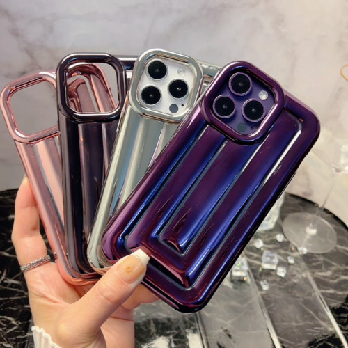 Luxury 6D Stereoscopic Fringe Electroplated Phone Case For iPhone 11 13 12 14 Pro Max Plus Solid Color Soft Shockproof Cover