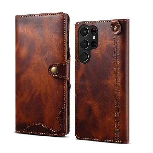 Cowhide Leather Case For Samsung Galaxy S23 S22 Ultra S21 S20 S10 Plus S9 Note 8 9 10 20 Vintage Card Bag Wallet Cover