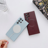 Luxury Lens Glass Matte Magnetic Magsafe Wireless Charge Phone Case For Samsung S22 Ultra S21 Plus S23 Soft Silicone Cover