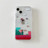 Bandai Mario Bro Liquid Glitter Phone Cases For iPhone 14 13 12 11 Pro Max Shockproof Bumper Quicksand Back Cover