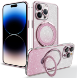 Luxury Plating Glitter Bling Car Ring Rotate Holder Car Magnetic For Magsafe Case For iPhone 15 14 Plus 13 12 11 Pro Max Cover