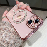 Luxury Glitter Bling Diamond Clear Case For iPhone 15 14 13 12 11 Pro Max 15 Plus For Magsafe Magnetic Wireless Charge Cover