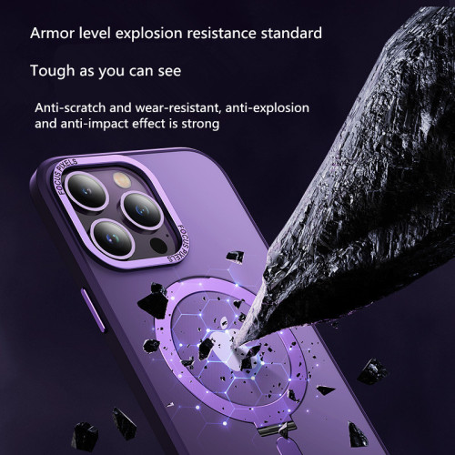 Magnetic Mobile Phone Case with Stand for iPhone 14 Plus 15 13 Pro Max 12 11 Cases Protective Apple Cover with Metal Kickstand
