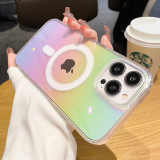 Colorful Laser For Magsafe Magnetic Wireless Charge Case For iPhone 15 14 11 12 13 Pro Max Soft Silicone Shockproof Back Cover