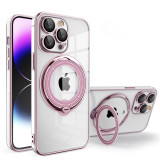 Plating Ring Magnetic Transparent Phone Case For iPhone 15 14 Pro Max 13 12 11 XR XS X 7 8 Plus Magsafe Wireless Charging Cover