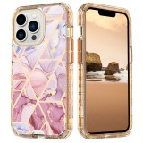 3 in 1 shock proof protect phone case for iPhone 14 Pro Max 13 Pro 12 11 Pro SE 2022 XS XR 8 + 7 Plus Plated marble armor cover