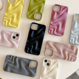 irregular Water Ripple Wave Matte Phone Case For iPhone 14 12 Pro Max 11 13 Pro Max Solid Color Wrinkle Protective Back Cover
