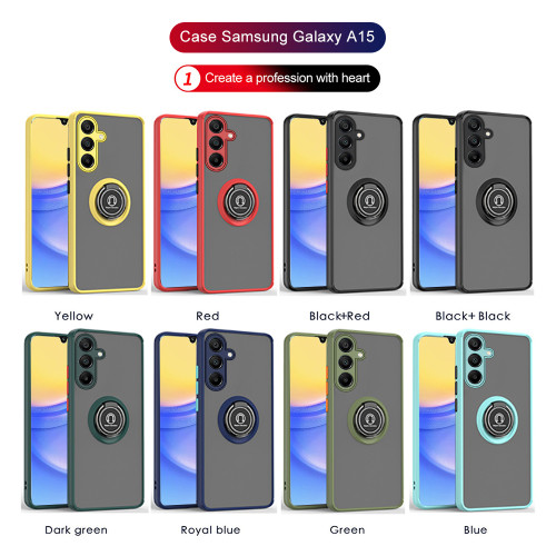 Matte Armor Camera Shockproof Case For Samsung Galaxy S24 A05s A05 A15 4G A25 A35 A55 5G Car Magnetic Ring Stand Holder Fundas Cover