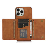 Business Three Fold Leather Card Bag Phone Case For iPhone 14 13 12 11 Pro Max XR XS Max X 14Plus Soft Shockproof Back Cover