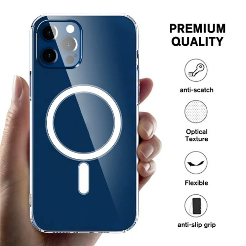 Original Transparent For Magsafe Wireless Charge Magnetic Phone Case For iPhone 15 14 13 12 11 Pro Max Shockproof Acrylic Cover