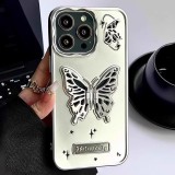 2024 Butterfly Hidden Stand Phone Case for iPhone 15 Pro Max,Cute 3D Butterfly Kickstand Luxury Glitter Bling Gradient for Women 6D Electroplated Clear Soft TPU Protector Purple