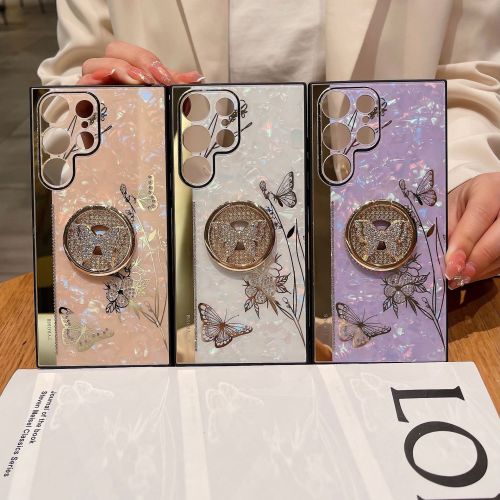 Luxury Fashion 3D butterfly holder Phone Case For Samsung Galaxy S24 S23 S22 S21 S20 Plus Ultra FE