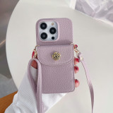New Shoulder Lanyard Chain Wallet Phone Case Card Holder for IPhone 15 14 13 12 11 Pro Max Samsung 24 Ultra