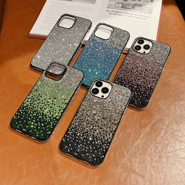 Gradient Diamond Glitter Bling Case For iPhone 16 15 14 13 11 Pro Max 12 XSMAX XR X XS 7G 8G 7P 8P Rhinestone Cover For Women Girl For iPhone X XS Max Case