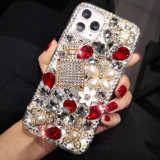 Luxury Rhinestone Phone Case with Strap for iPhone 15 Pro Max, Bling Premium Girl Style, Perfume Bottle Diamond