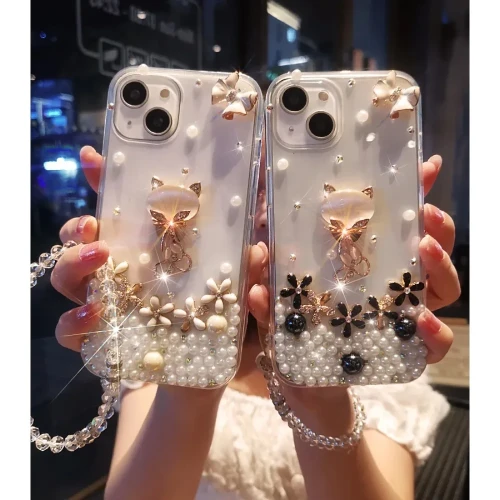 Luxury Glitter Shiny Phone Case with Diamond and Opal, Crystal Wome Cover for iPhone 15, 14, 13, 12, 11 Pro Max, 7, 8 Plus