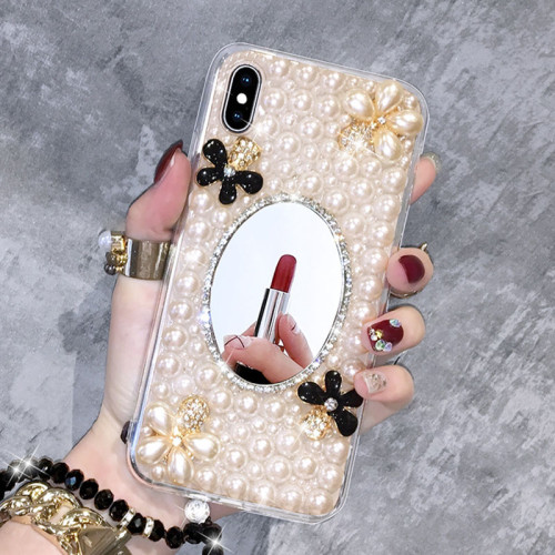 Bling Diamond Phone Cover, Cell Case for iPhone 15, 14, 13, 12 Pro Max, Luxury Design, Attractive Pearl Mirror, 2021 Wholesale