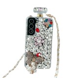 Jmax-Luxury Bling Diamond Butterfly Perfume Bottle Mobile Phone Case, Crossbody Lanyard for iPhone 15, 14, 13, 12, 11 Pro Max