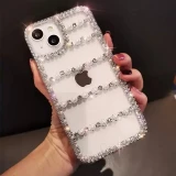 Bling Diamond Pearl Bow Phone Case, Cover for iPhone X, XR, XS, 15, 14, 11, 13 Pro Max, 12 Pro, 7Plus, 8 Plus, SE 2020 +