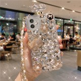 Perfume Bottle Phone Case Handmade Cover Luxury Bling Sparkle Diamond Rhinestone Case with Lanyard for IPhone 13 15 14 Pro Max