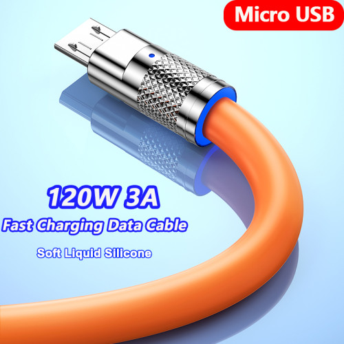 120W 3A Micro USBFast Charging Data Cord Liquid Silicone For Samsung Galaxy S7 S6 Android Phone Charger USB Cord Nokia/sony/MP3