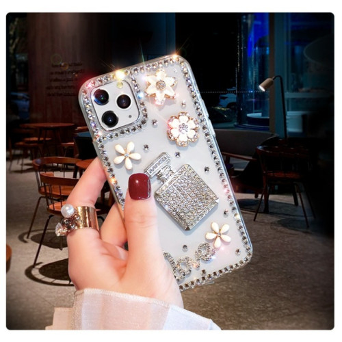 Luxury Crystal Diamond Perfume Bottle Flower Phone Case Cover for iPhone, 11, 12, 13, 14, 15 Pro Max, X, Xs Max, 7, 8 Plus