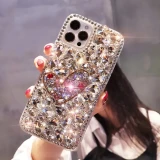 Bling Diamond Love Heart Glitter Case for iPhone, Transparent TPU Back Cover, Fit for iPhone 15, 13, 12, 11 Pro Max, X, XR, XS