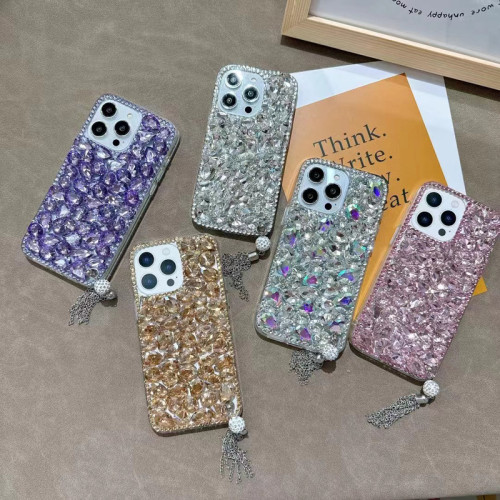 Bling Diamond Tassel Phone Case for iPhone, Glitter Sparkle Crystal Rhinestone, Luxury Cover, 15, 14, 13, 12, 11 Pro Max, XR