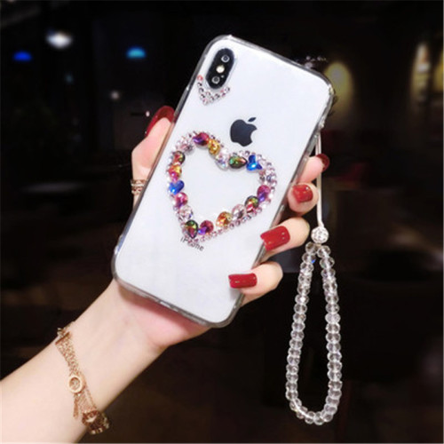 Transparent Phone Case for iPhone, Luxury Diamond, Love Heart Bling, Rhinestone,For iPhone 14Plus, 13, 12, 15, Pro, MAX, X, XS,