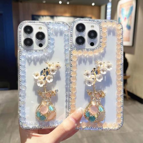 Bling Crystal Golden Imperial Crown Rhinestone Case, Pearl Diamond Sparkle, Case for iPhone 14, 15, 13, 12, 11 Pro Max, XR Plus