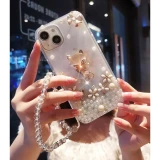 Luxury Glitter Shiny Phone Case with Diamond and Opal, Crystal Wome Cover for iPhone 15, 14, 13, 12, 11 Pro Max, 7, 8 Plus