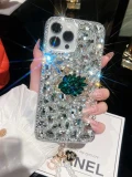 Bling Diamond Glitter Crystal Swan Phone Case for Iphone 15 14 13 12 11 Pro Max X XS XR 7 8 Plus SE Mini Pearl Chain Strap Cover