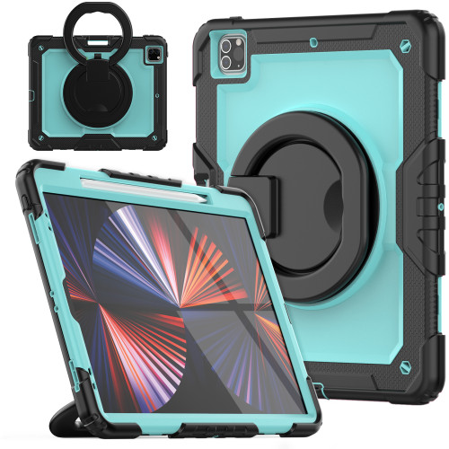 For Apple iPad Pro 12.9 inch 2021 2020 2018 A2378 A2379 A2462 A2229 A1876 Case Kids Shockproof Pull Ring Stand Tablet Cover