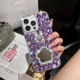 Glitter Diamond Make Up Mirror Case for iPhone, Mobile Cover for Women and Girls, 15, 14, 13, 12, 11 Pro Max, XR, 7, 8 Plus