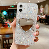 Diamond Love Heart Case for iPhone, Mirror Cover,For iphone 14Pro, 15Plus, 11Pro, 12Mini, 13 Pro, 15Max, 14Plus XR Case Capa