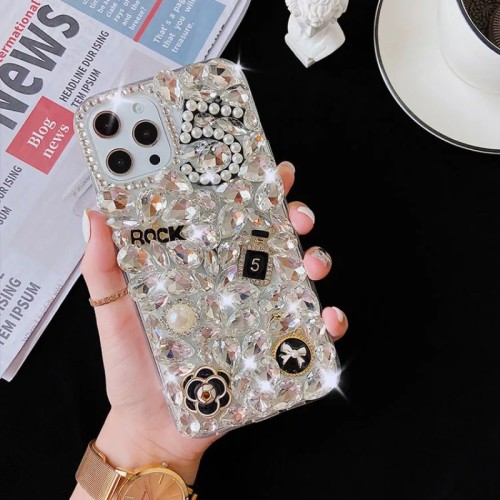 Diamond Bling Flowers Rhinestone Cases for iPhone, Phone Shell for iPhone 14 Pro, 15 Pro Max, Mobile Back Cover, Lollipop