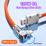 100W 6A USB Type C Elbow 180° Rotate Fast Charging Cable For Playing Game For Samsung S23 Xiaomi Huawei Charger USB C Data Cord
